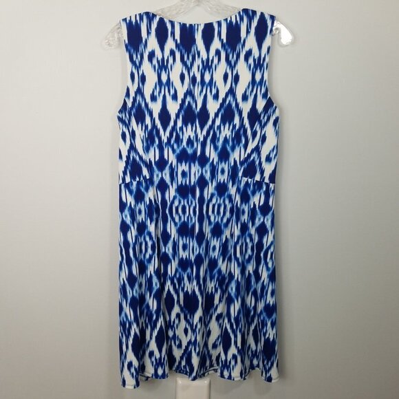 AB Studio Royal blue & white sheath sleeveless dress - Picture 5 of 7